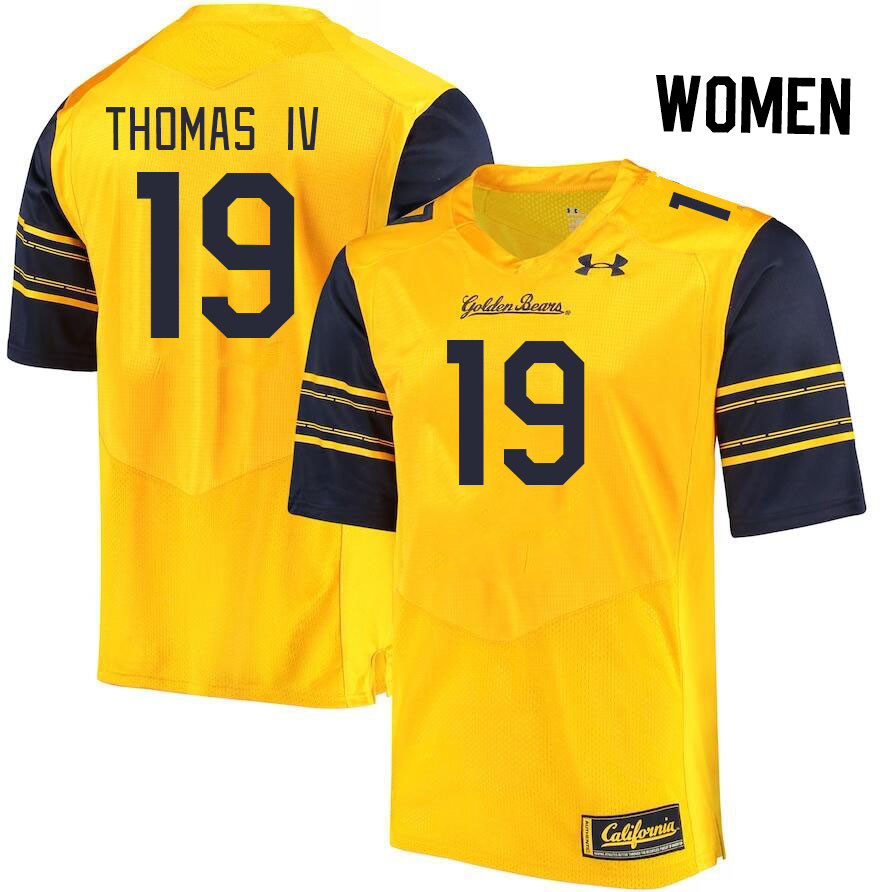 Women #19 Curlee Thomas IV California Golden Bears College Football Jerseys Stitched Sale-Gold